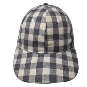 Cocus Pocus Baseball Cap Gray Beige OS Checkered Fabric Adjustable Slideback Hat